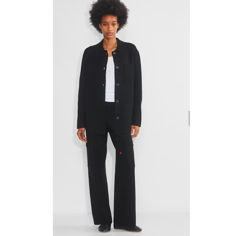 Babaton Aritzia Women S Black Society Shirt Jacket Button Front Pockets Shacket